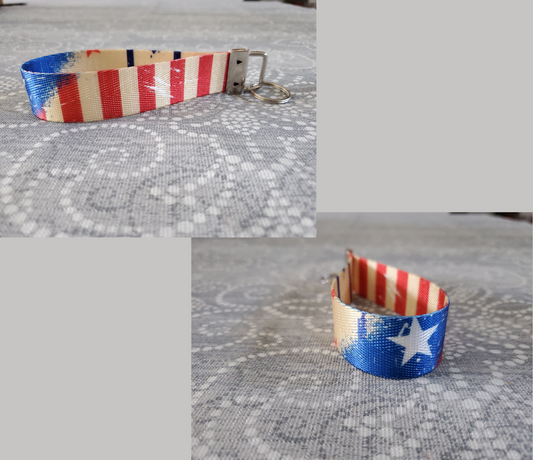 Artistic US Flag Key Fob